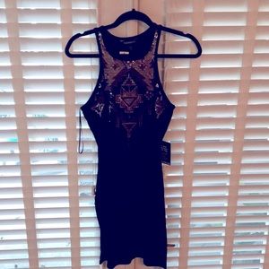 Express black sequin mini dress